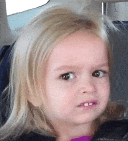 Gif (imagem com movimento) de uma menina de, aproximadamente, 5 anos, muito confusa com os números e equações matemáticas que estão aparecendo no gif.